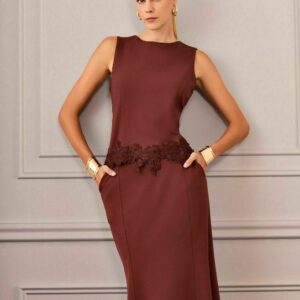 BLUSA E SAIA MIDI RENDA GUIPURE BARRA