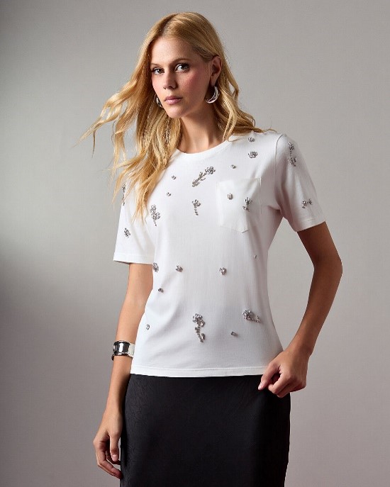 T SHIRTS BORDADA FLORES