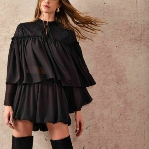 CAMISA RENDA E CHIFFON