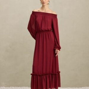 VESTIDO LONGO FLUIDO MANGA LONGA
