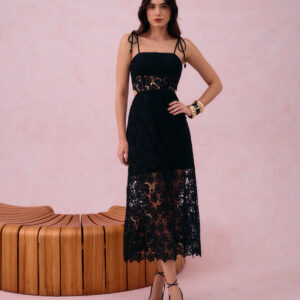 VESTIDO RENDA RECORTES CINTURA